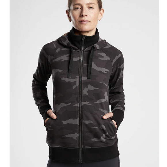 Athleta Tops Athleta Triumph Printed Hoodie Camo Grey Gray Poshmark